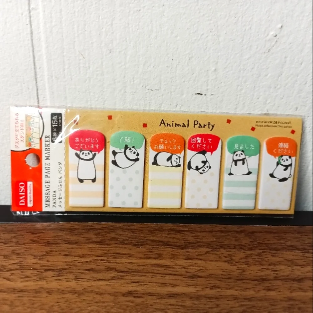 Daiso Message Page Marker Animal Party Panda